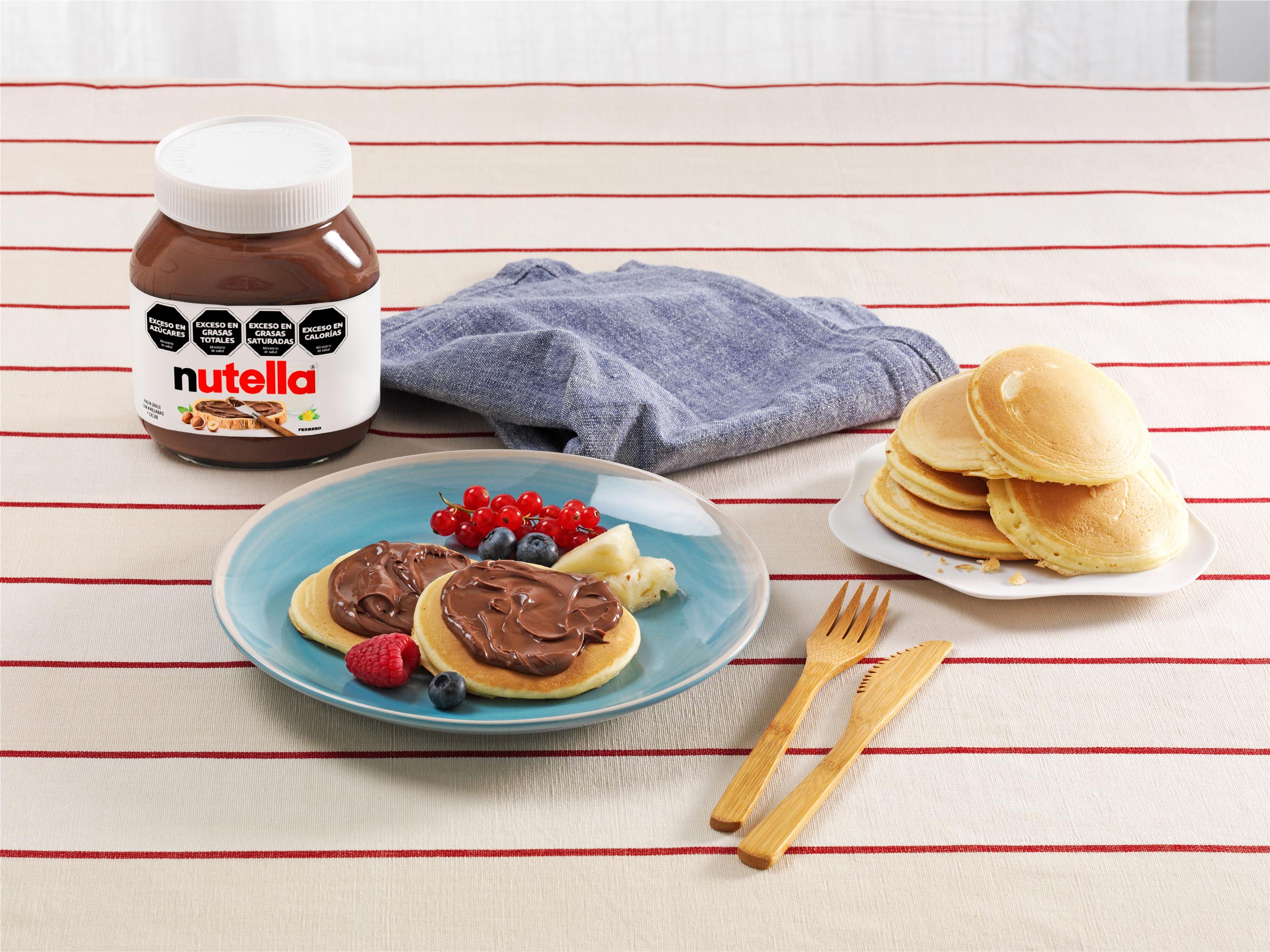 Mini pancakes con Nutella® y fruta