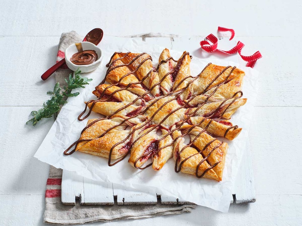 Nutella® and Pampas™ Puff Pastry Snowflake with Homemade Raspberry Jam