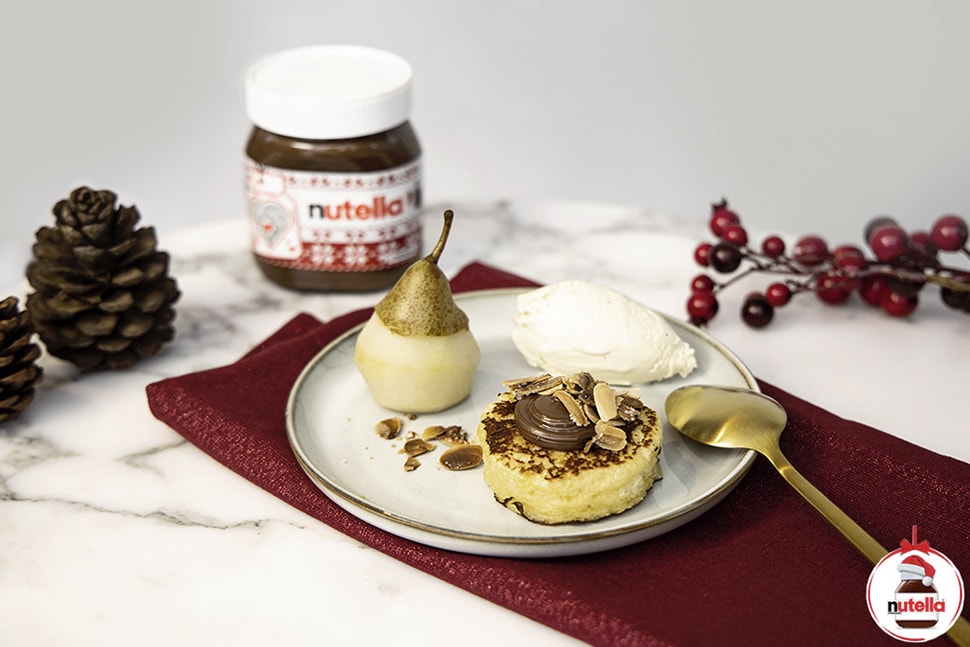 Poire Belle-Hélène en gewonnen brood met Nutella®