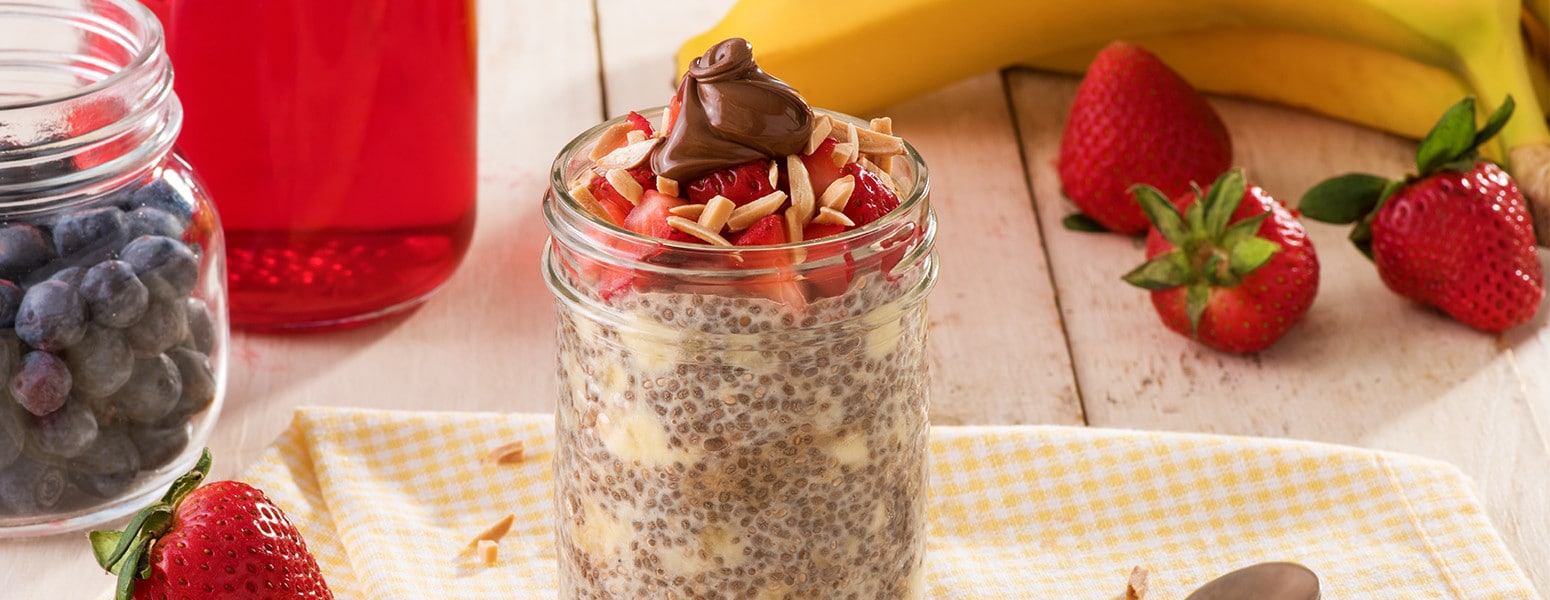 Chia Banana Strawberry Breakfast Jar with Nutella<sup>®</sup>