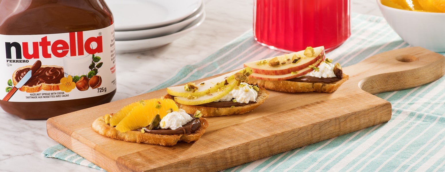 Trio de crostinis aux fruits, à la ricotta et à la Nutella<sup>®</sup>