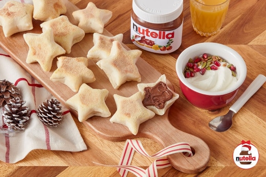 Star shaped English muffins with Nutella® hazelnut spread