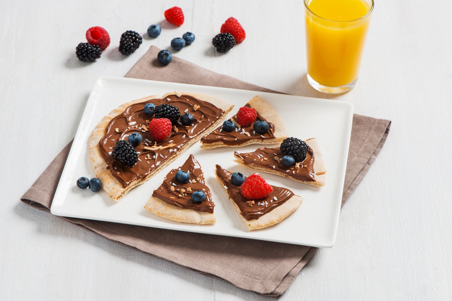 Pizza de tortilla con Nutella® para desayunar