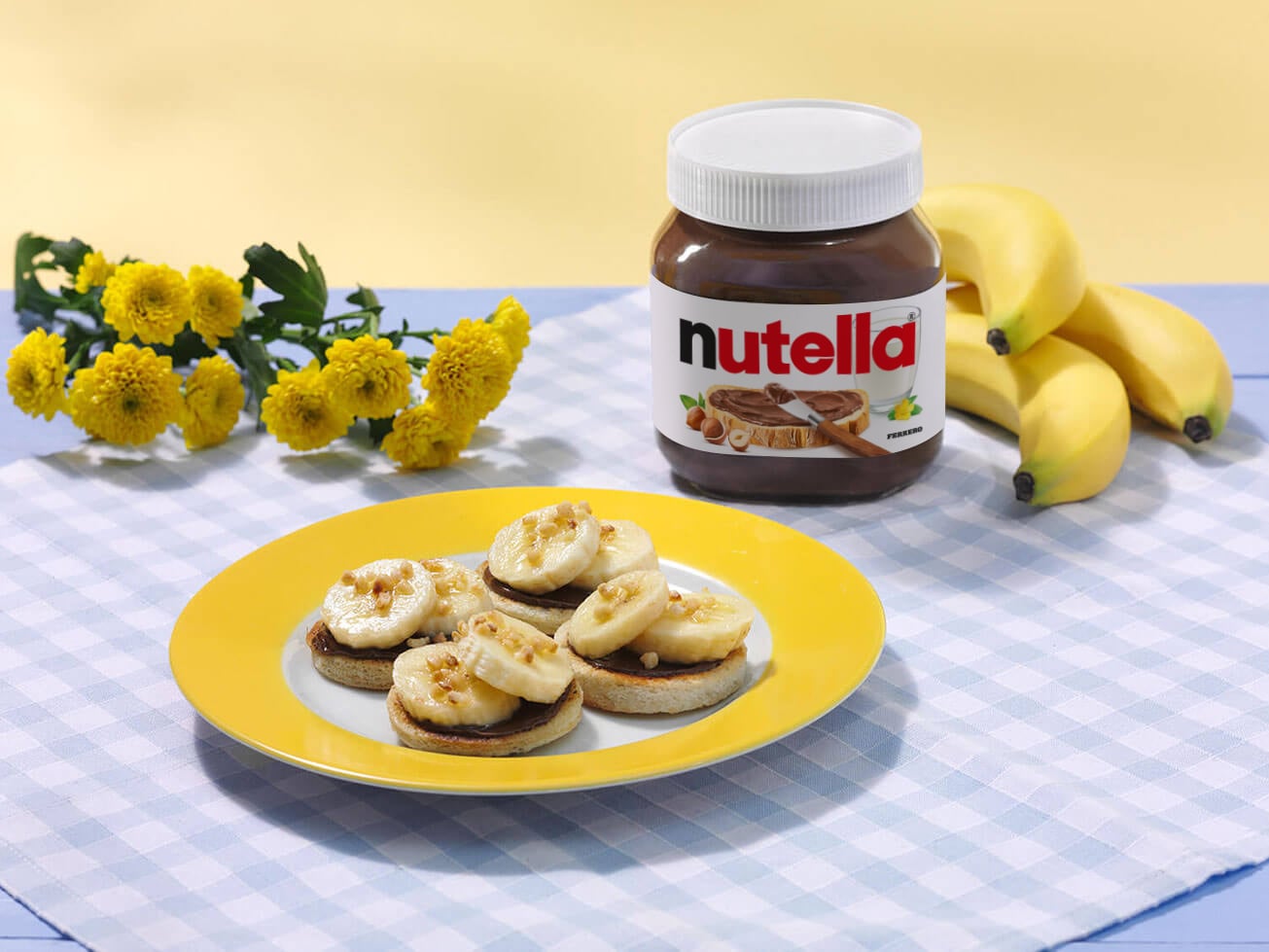 Galletas de mantequilla con Nutella® y banano