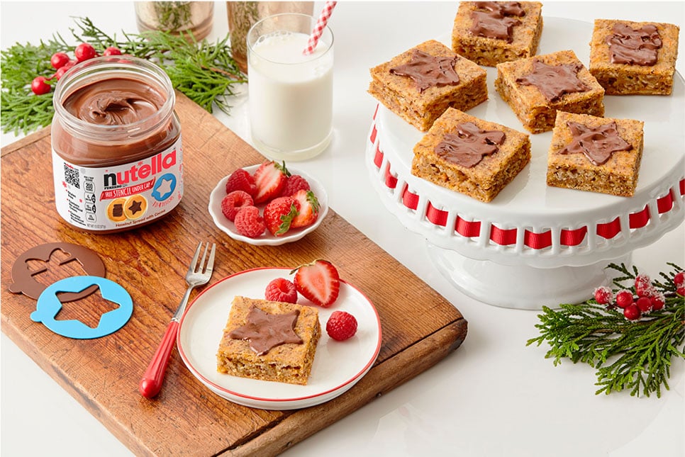 Sobí pochoutka ‒ mrkvové řezy s lískooříškovou pomazánkou Nutella®