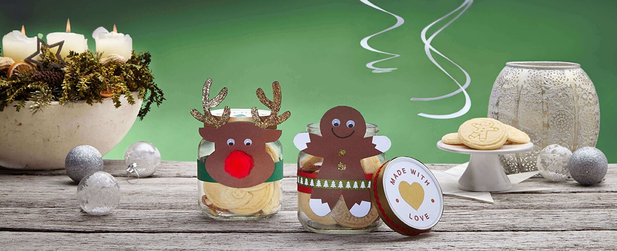 Weihnachtsfiguren aus einem leeren nutella® Glas