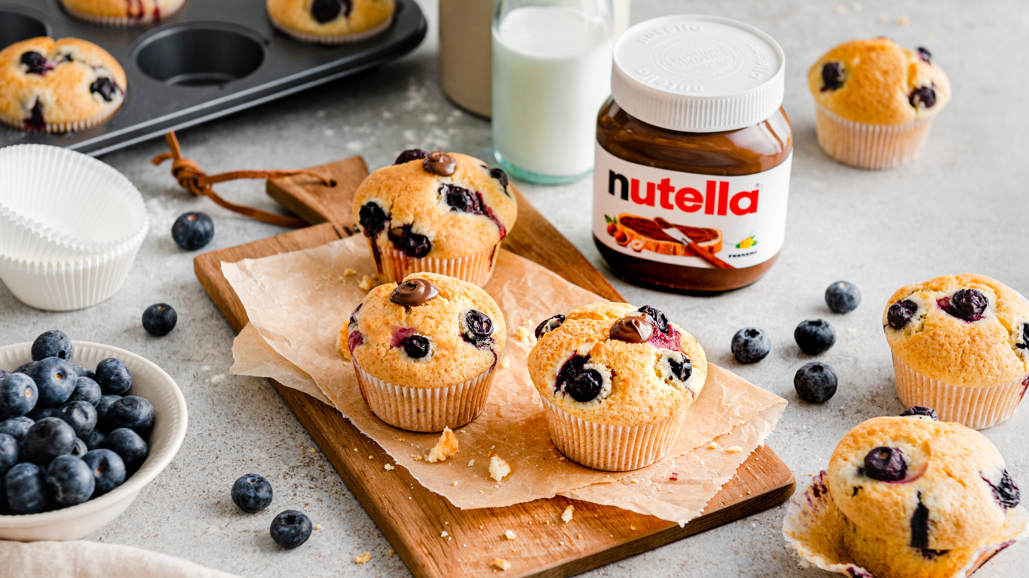 Muffins mit nutella® und Blaubeeren