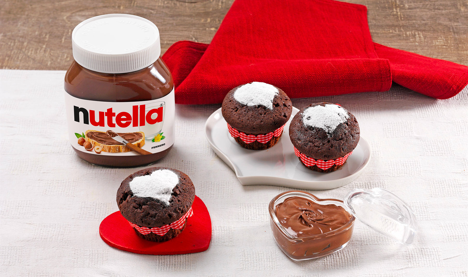 Valentin-napi muffin gianduja csokoládéval és Nutella®-val