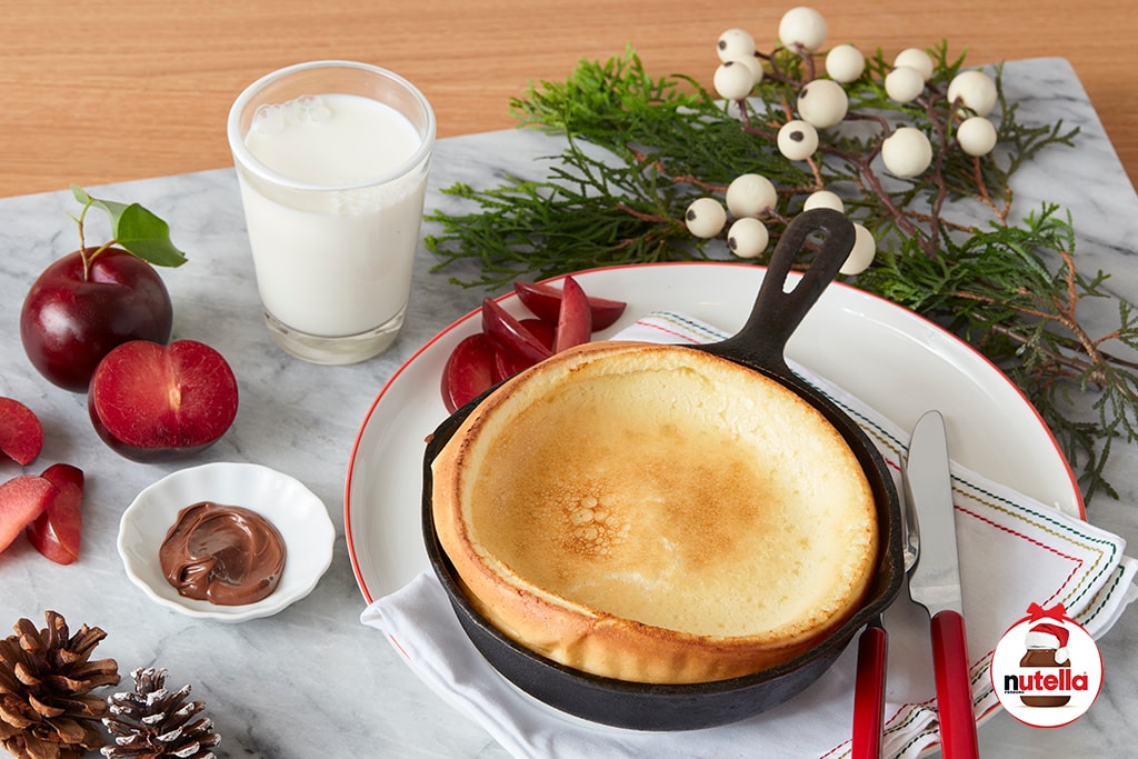 Holiday Brunch Baked Pancake with Nutella