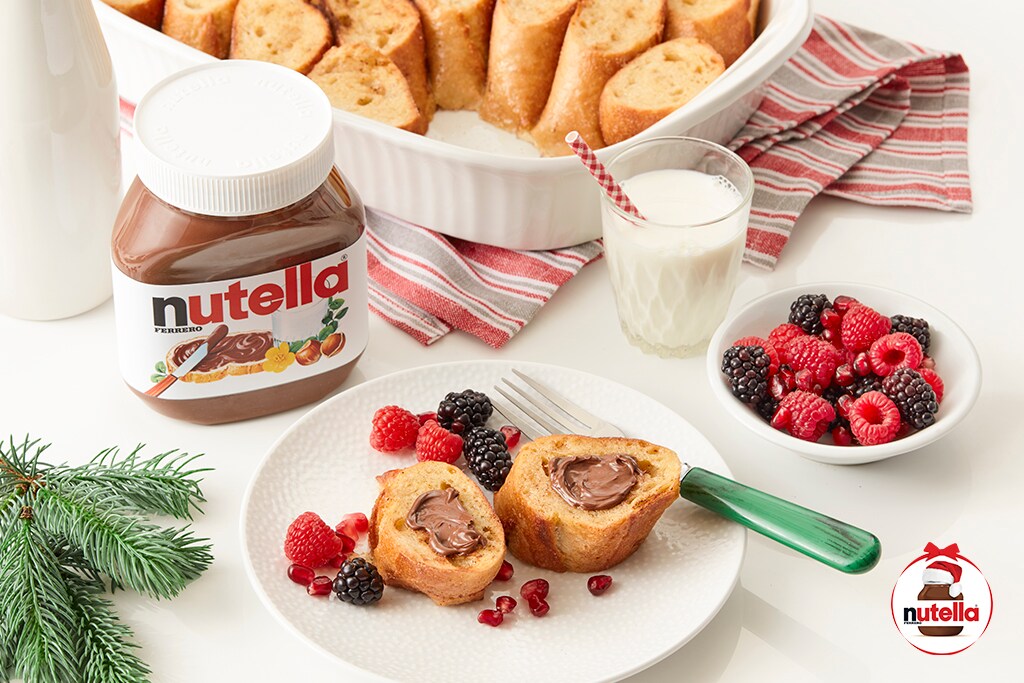 Easy Christmas Morning French Toast Bake with Nutella