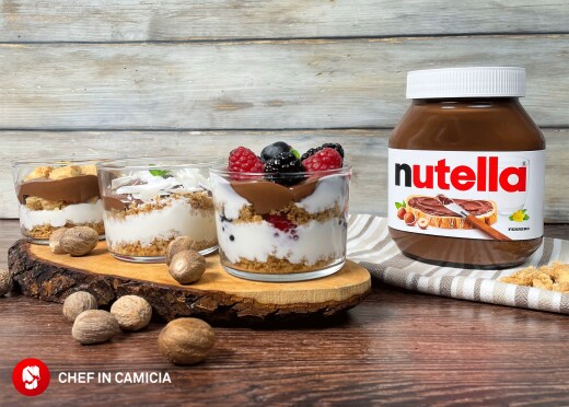 3 mini cheescake al cucchiaio con Nutella®