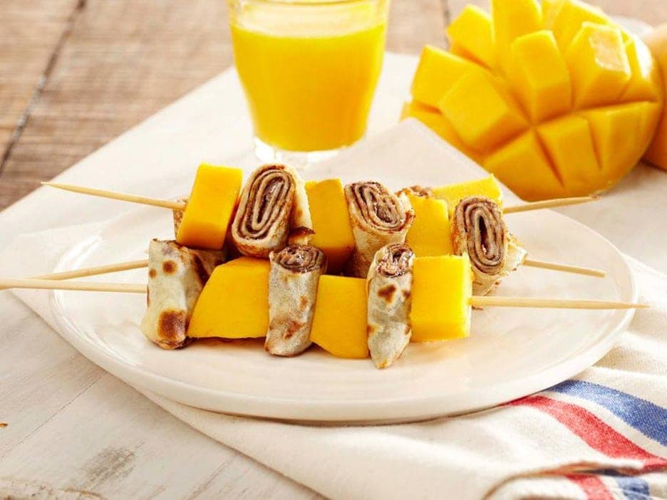 Nutella® and Mango roti skewers