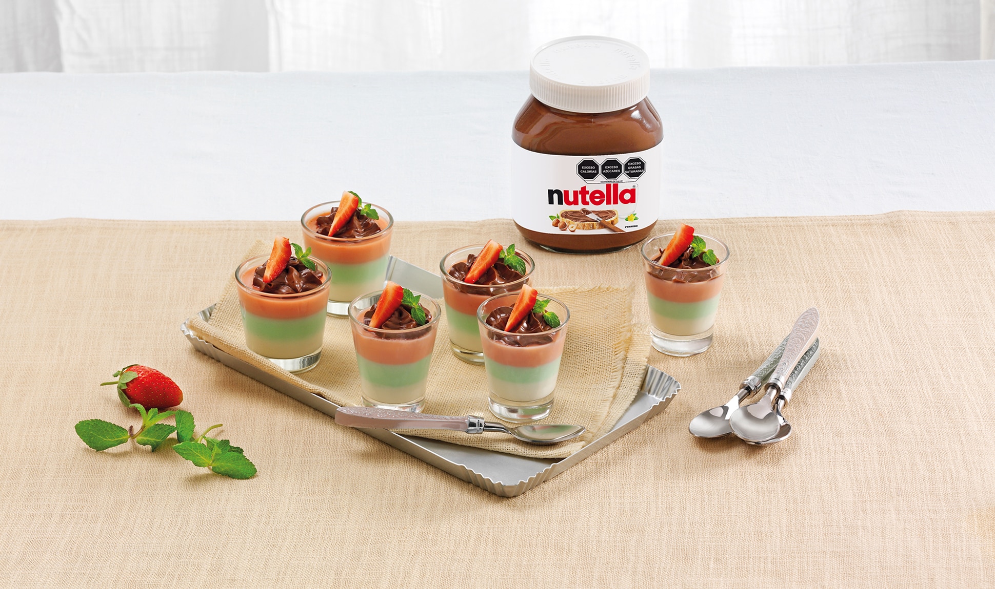 Panna cotta tricolor con Nutella®