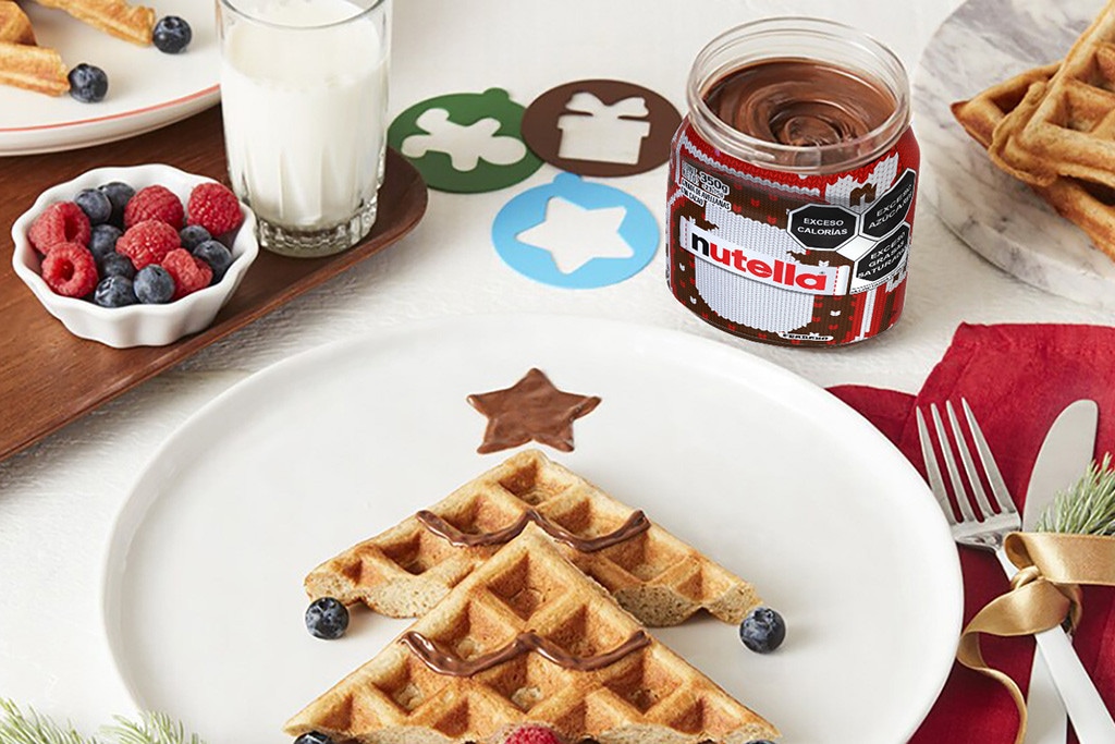 Waffles en forma de árbol de Navidad con Nutella®