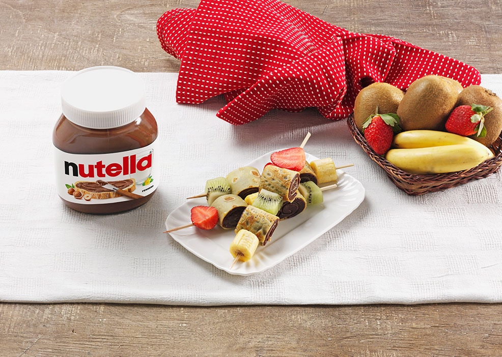 Crepe Skewers with Nutella® chocolate hazelnut spread and Fruit