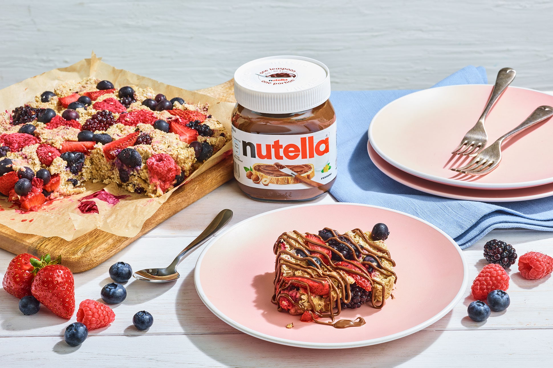 Nutella porridge summer berry squares