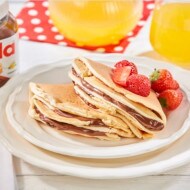 Sponge cake crepes with strawberries  