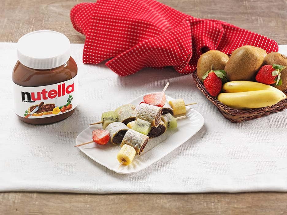 Crepe Skewers with Nutella® hazelnut spread and Fruit