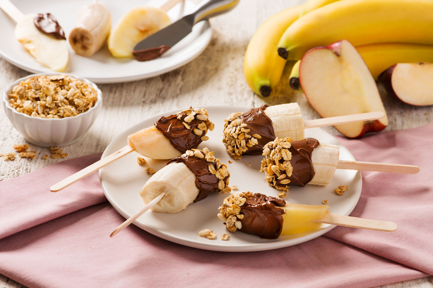Apple and Banana Pops with Nutella® hazelnut spread