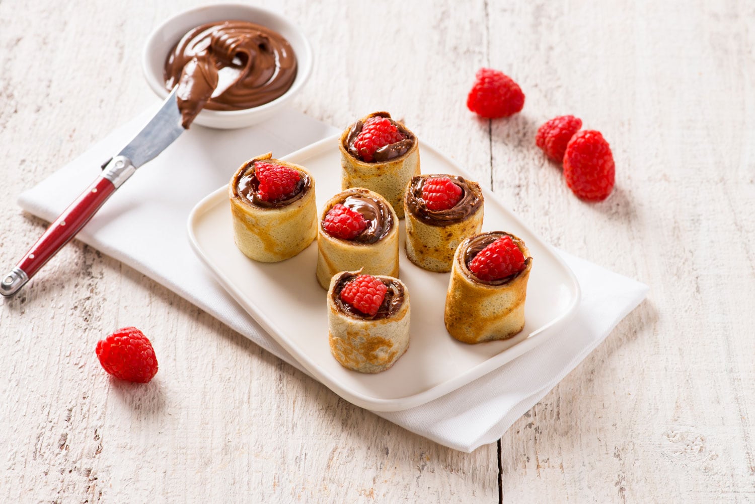 Raspberry Crepe Bites with Nutella® hazelnut spread