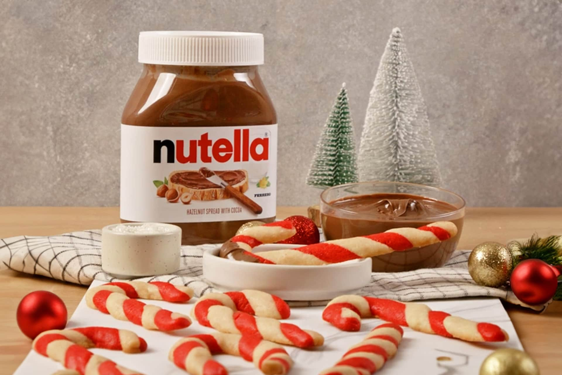 Candy Cane Cookies with Nutella